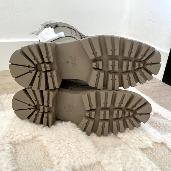 ZARA WAX FINISH LACE UP BOOTS MILITARY GREEN - Picture 15 of 16